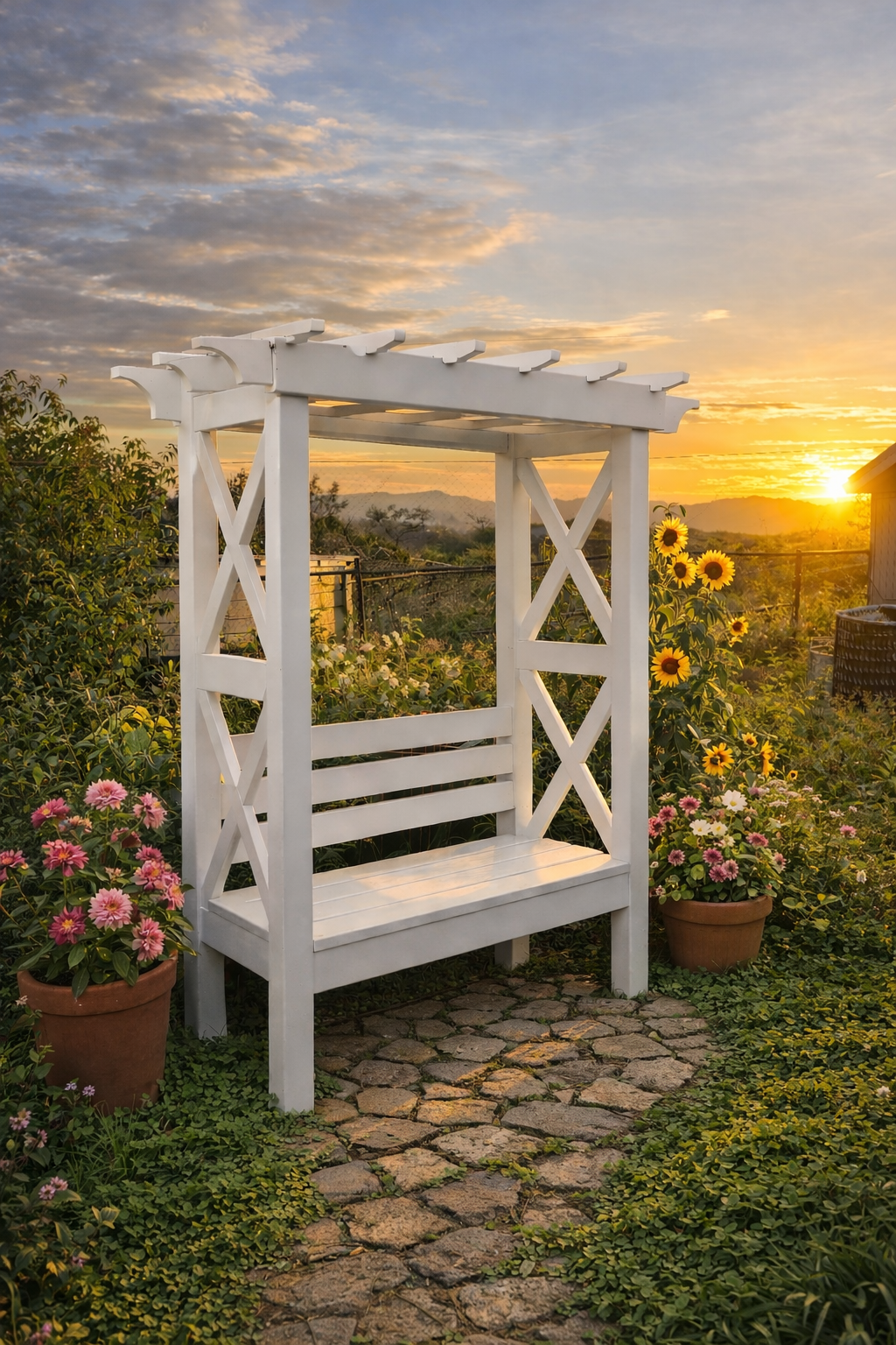 Handcrafted Arbor Bench - Garden Furniture